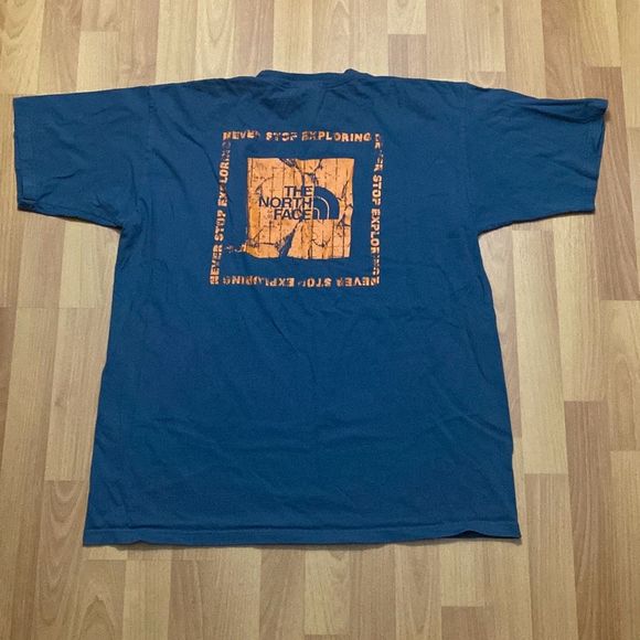 The North Face Blue and Orange Short Sleeve Crew Neck T Shirt Men XL - Picture 1 of 7